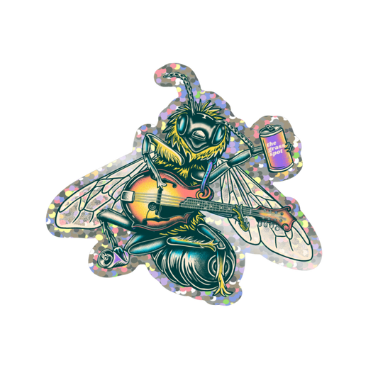 drunk bee glitter sticker